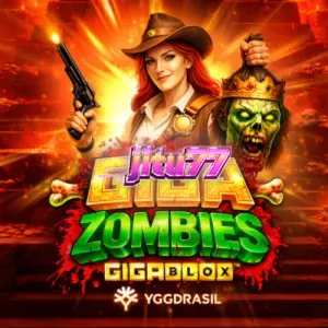 Tampilan visual slot Giga Zombies GigaBlox dengan simbol raksasa di atas grid 6x5